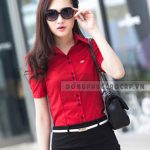 Áo sơ mi nữ tay ngắn xếp ly